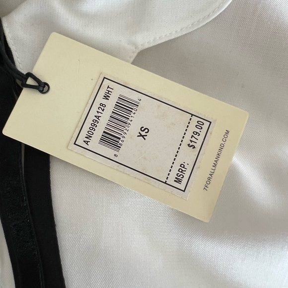 7 For All Mankind White Button Down Shirt with Black Tie NWT - Picture 7 of 7